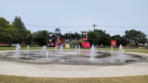 地面からいくつかの噴水が湧いて出ている